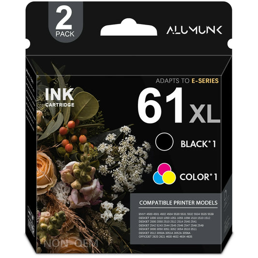 61XL Ink Cartridges Compatible for HP 61 Ink Cartridge for Printer ink 61 Comb Pack for Envy 4500 5530 4502 Deskjet 1000 2540 Officejet 4635 4630 Printer (Black,Tri-color)
