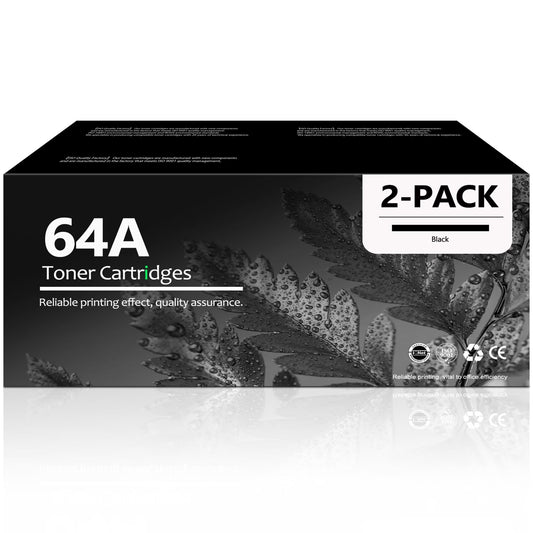 64A Black Toner Cartridge Compatible for 64A CC364A Toner Cartridge for P4014dn P4014n P4015dn(2 Pack)