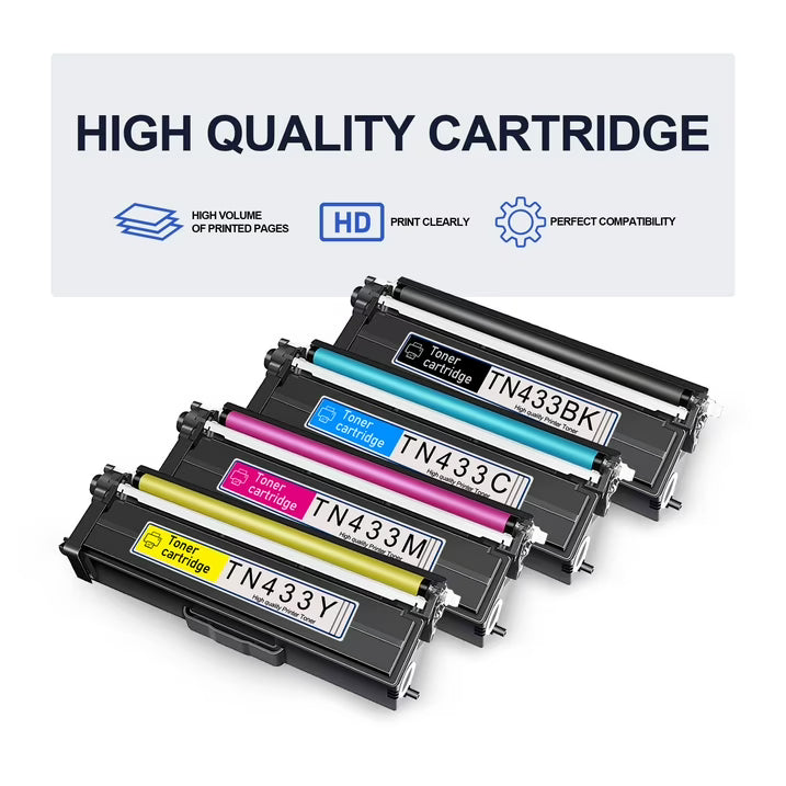 TN433 Toner Cartridges 4 Pack Compatible for Brother TN 433 Toner for MFC-L8900CDW Printer