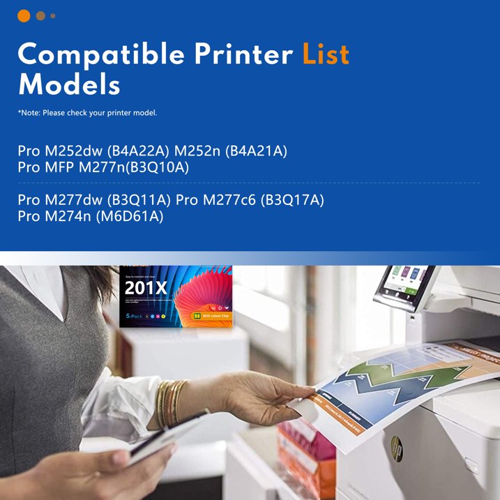 201X | CF400X CF401X CF402X CF403X With Chip Toner Cartridge 5 Pack Black Cyan Yellow Magenta Compatible for Pro M252dw M252n MFP M277n M277dw M277c6 M274n Printers