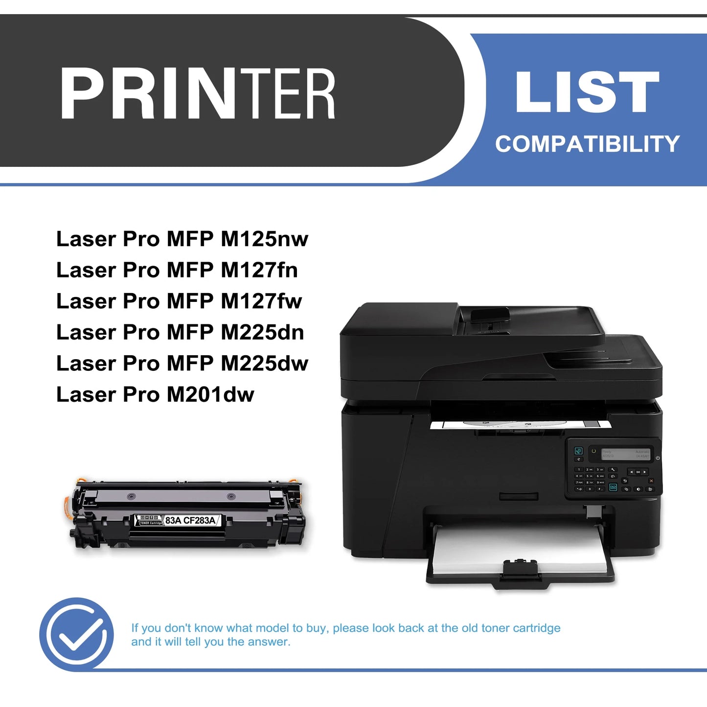 83A CF283A Toner Cartridge Black 1-Pack Compatible for HP 83A CF283A Toner Cartridges for Laser Pro M201, Laser Pro MFP M125, M127, M225 Series Printer