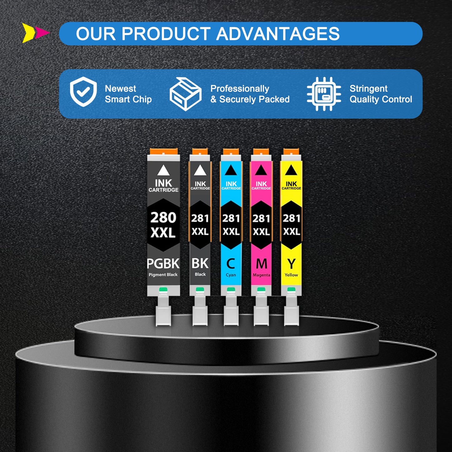 5 Pack 280 281 Ink Cartridge Replacement for Canon PGI-280XXL 281XXL Printer ink