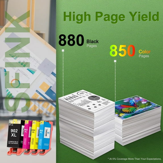 902XL Ink Cartridges 4 Pack High Yield Compatible for HP902 XL 902 Ink Cartridges Combo Pack Works with OfficeJet Pro 6978 OfficeJet 6962 Printers