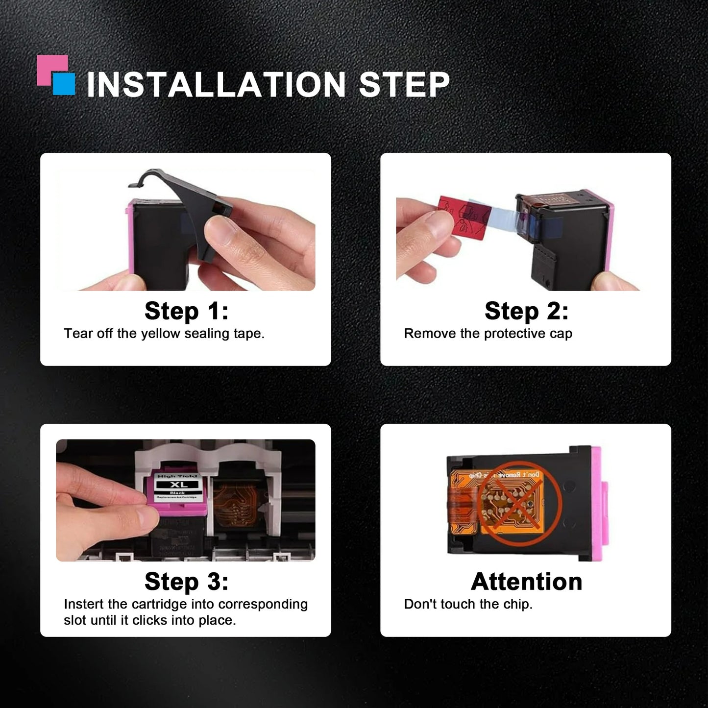 63XL Ink Cartridge Compatible for HP 63 Ink Cartridges for Officejet 3830 45200 5255 Deskjet 1112 3630 Printer( Black Tri-Color)