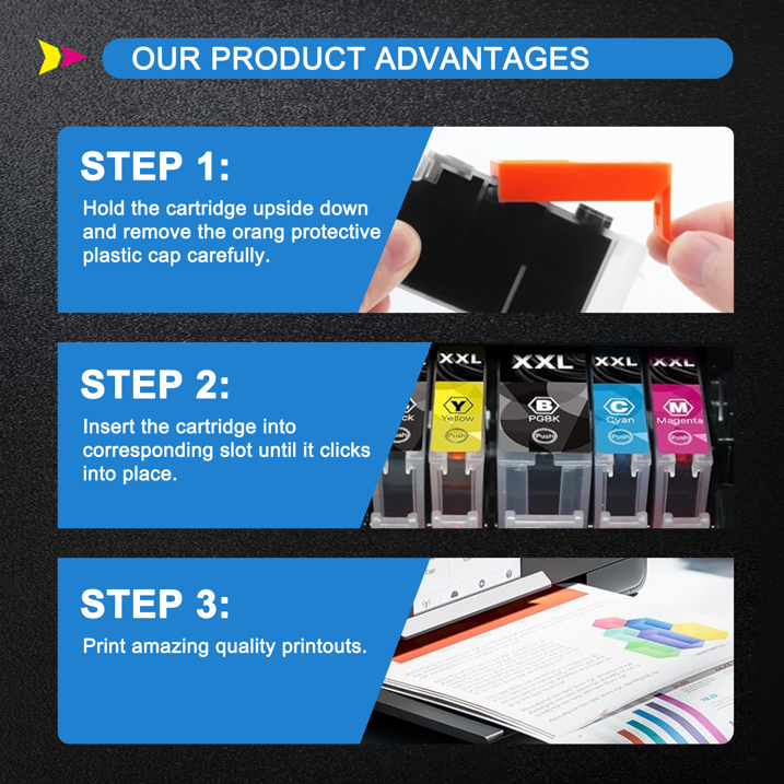 5 Pack 280 281 Ink Cartridge Replacement for Canon PGI-280XXL 281XXL Printer ink