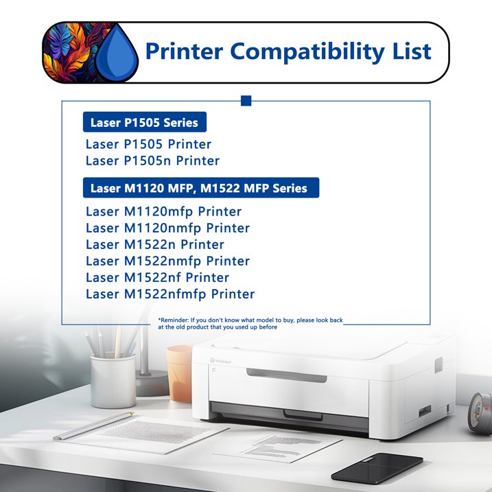 36A Toner Cartridge 1 Pack Compatible for HP 36A CB436A Black Toner Cartridges for Laser M1120mfp Series, M1522 MFP P1505 Series Printers