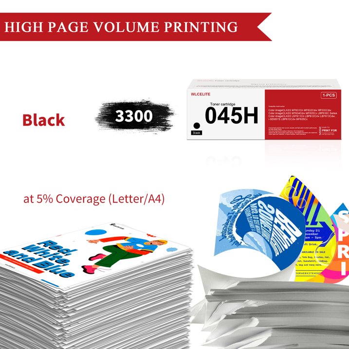 045H Toner Compatible for Canon 045H Black Toner Cartridge For MF632Cdw LBP612CDW