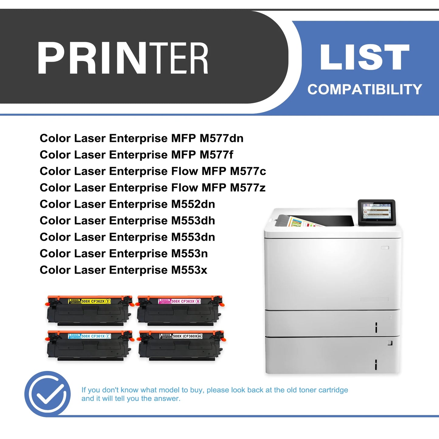 508X Toner Cartridge 4-Pack Compatible for 508X |CF360X Toner Cartridges for Color Laser Enterprise M552, M553, Color Laser Enterprise MFP M577 Series Printer (Black,Cyan,Magenta,Yellow)