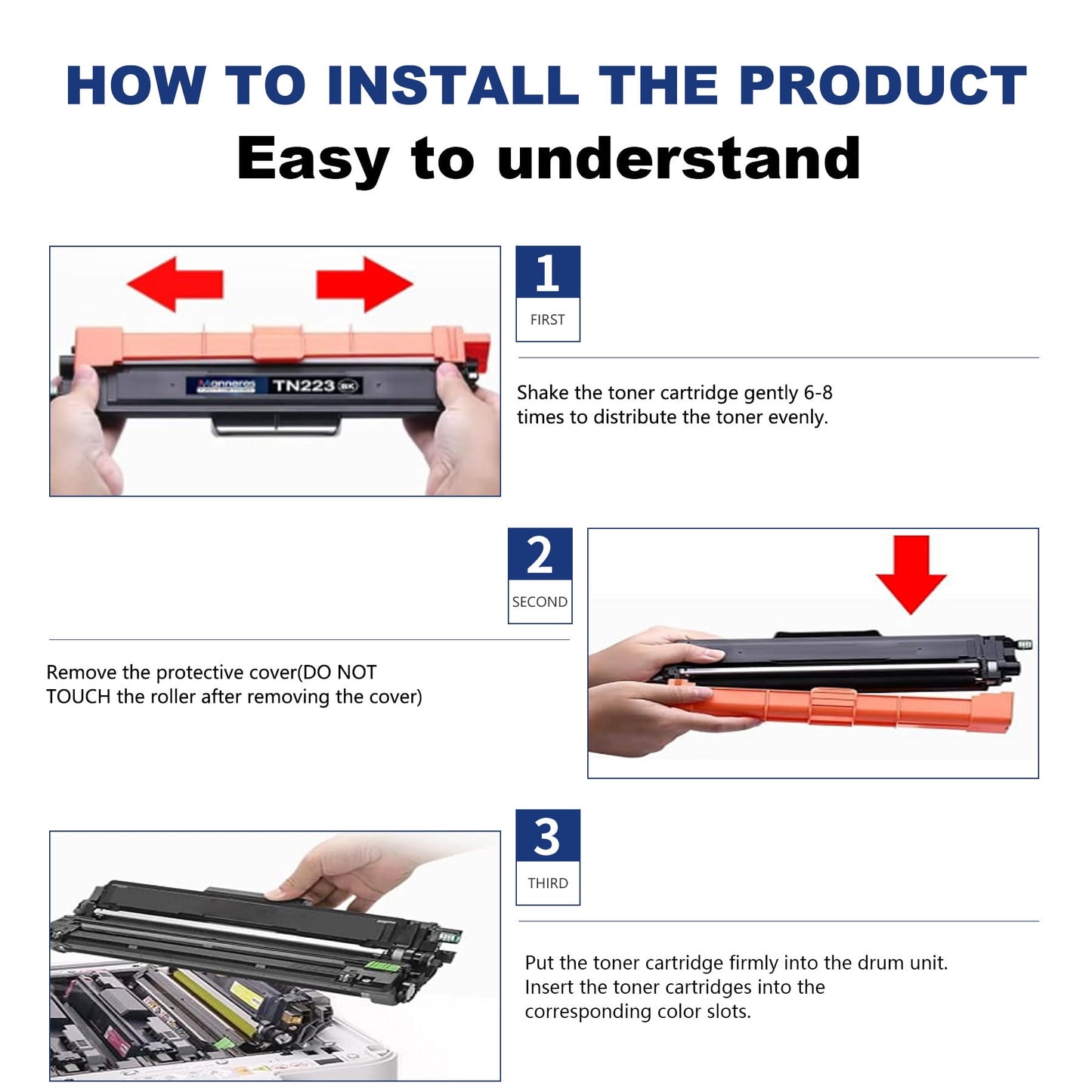 TN223 Toner Cartridge Black Cyan Magenta Yellow 4 Pack Compatible for Brother TN223 Toner for HL-L3270CDW MFC-L3770CDW MFC-L3750CDW HL-L3210CW Printer