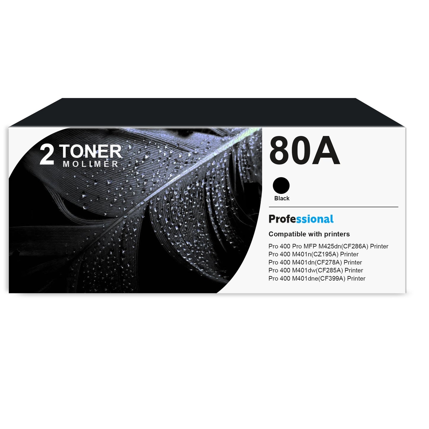 80A Toner Cartridge CF280A Black Replacement for HP Pro 400 M401n Printer, 2 Pack