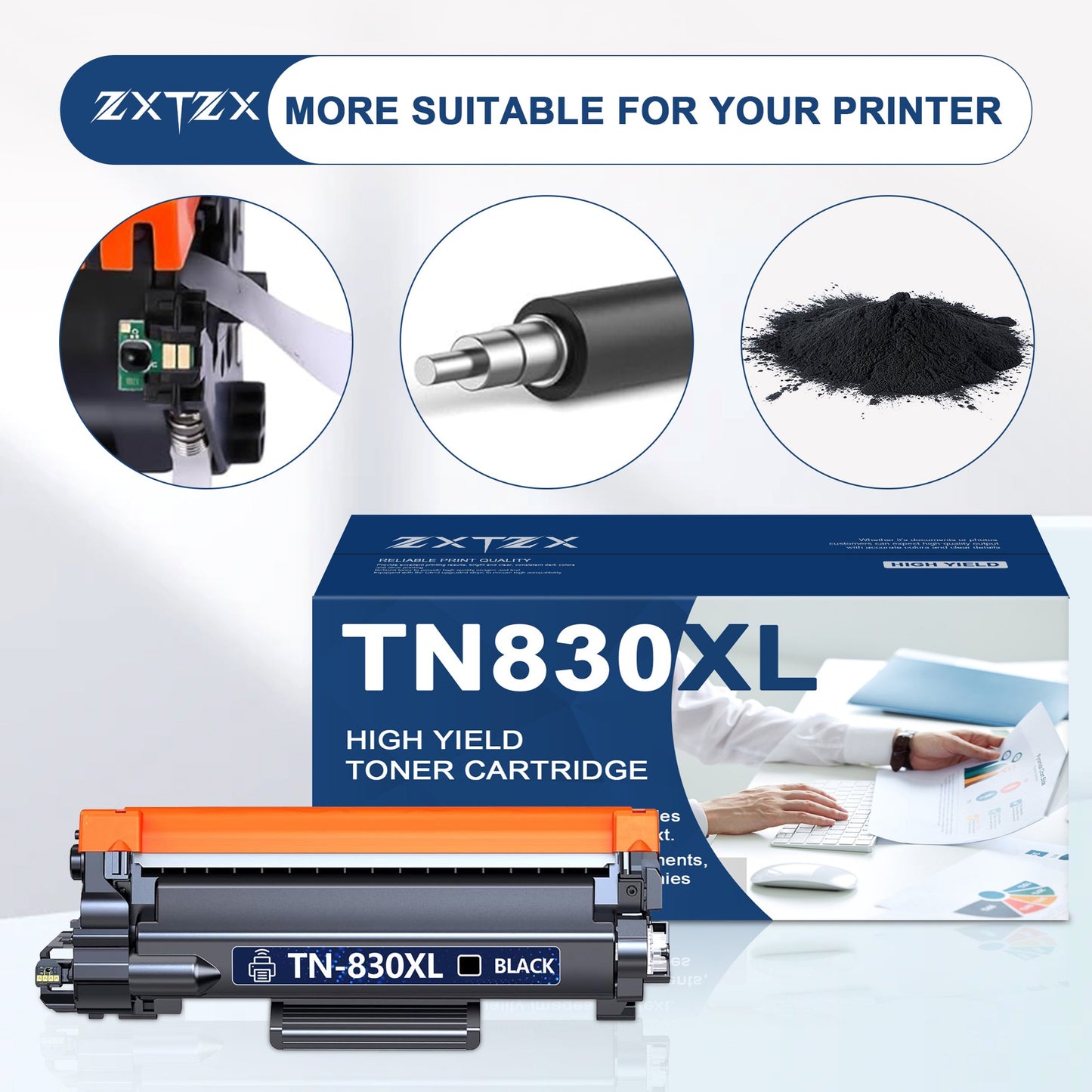 TN830XL Toner Cartridges Compatible for Brother TN830XL TN 830XL For HL-L2480DW MFC-L2807DW MFC-L900DW MFC-L2820DWXL DCP-L2640DW Printer (2 Pack)