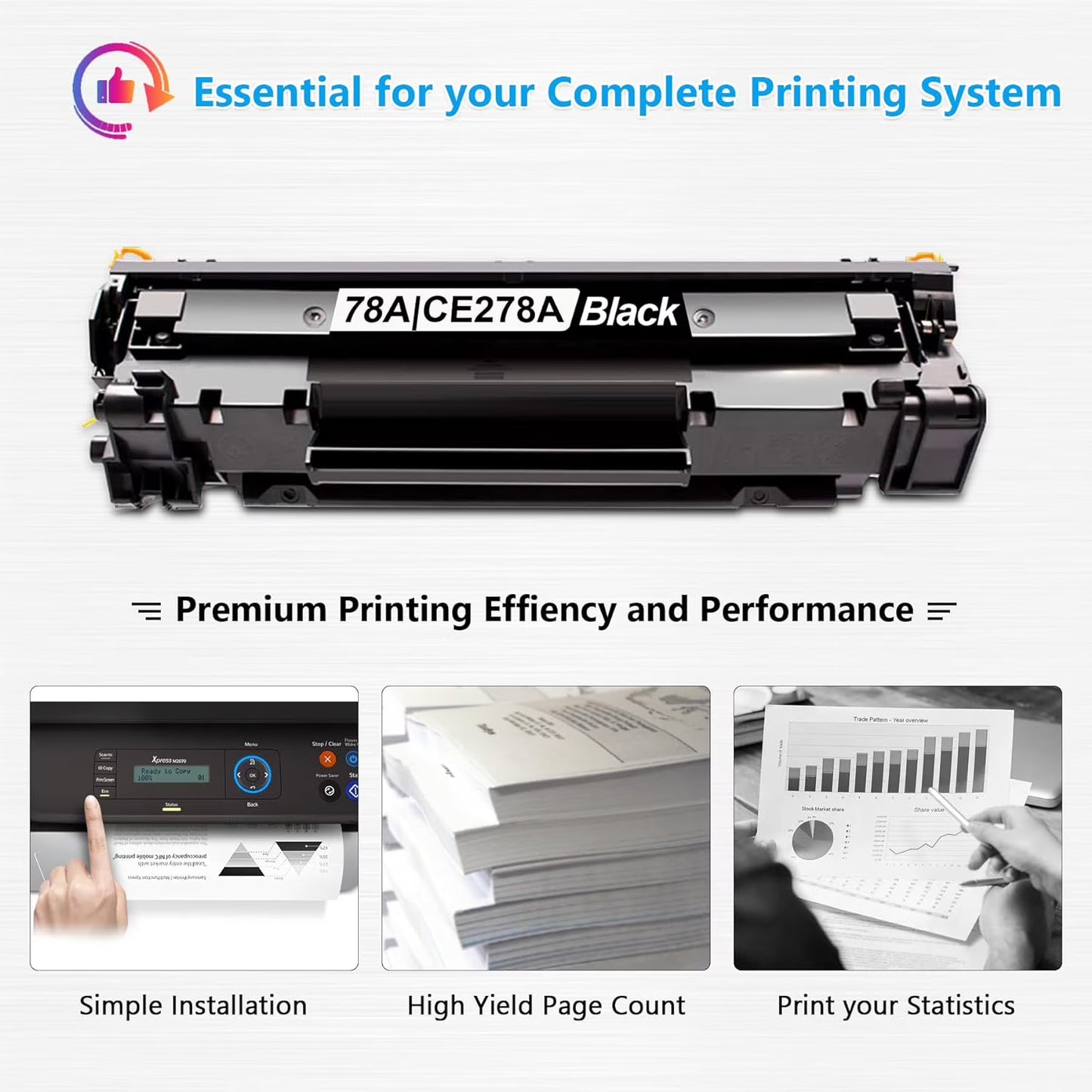 78A Black Toner Cartridges Pack of 2 CE278D Compatible for 78A Toner with Pro P1606dn P1606 P1566 P1560; M1536dnf M1537dnf M1538dnf M1530 MFP Printer (with Chip 2-Pack)