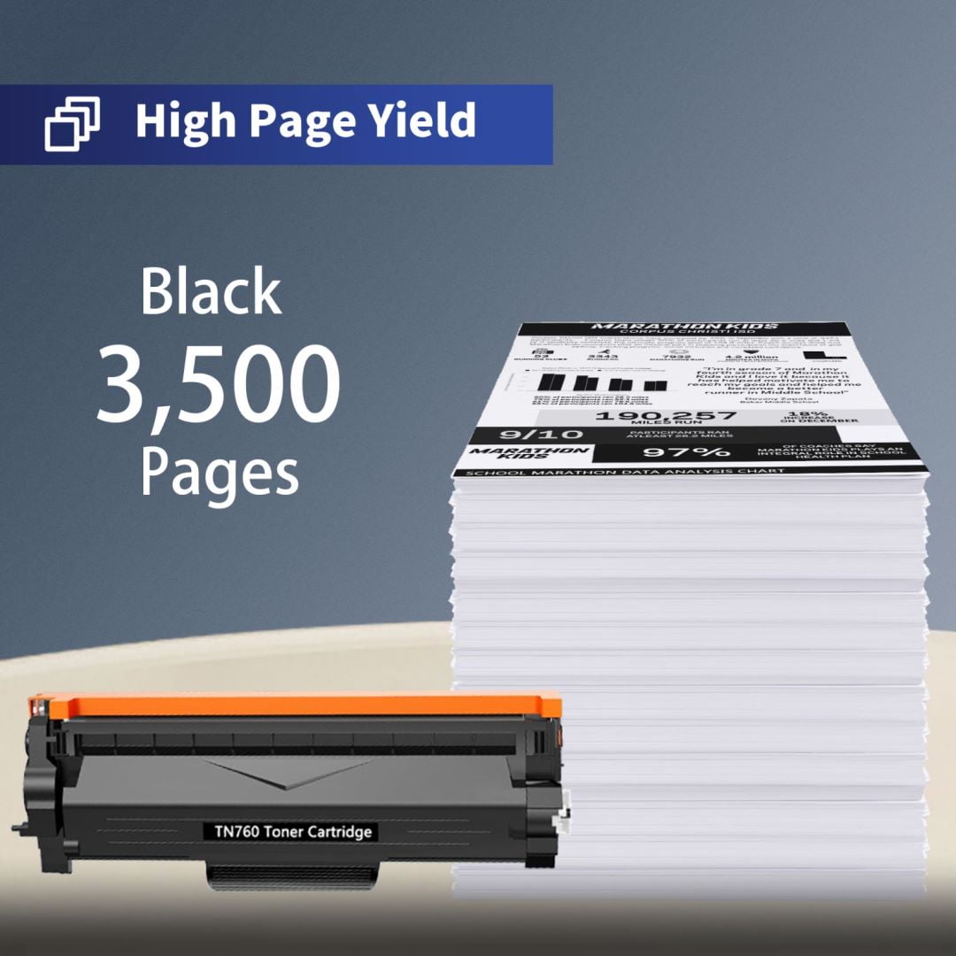 High Yield TN760 Toner Cartridge Replacement for Brother MFC-L2730DW MFC-L2690DMFC-L2717DW MFC-L2710DW MFC-L2750DW Printer 2 Pack Black