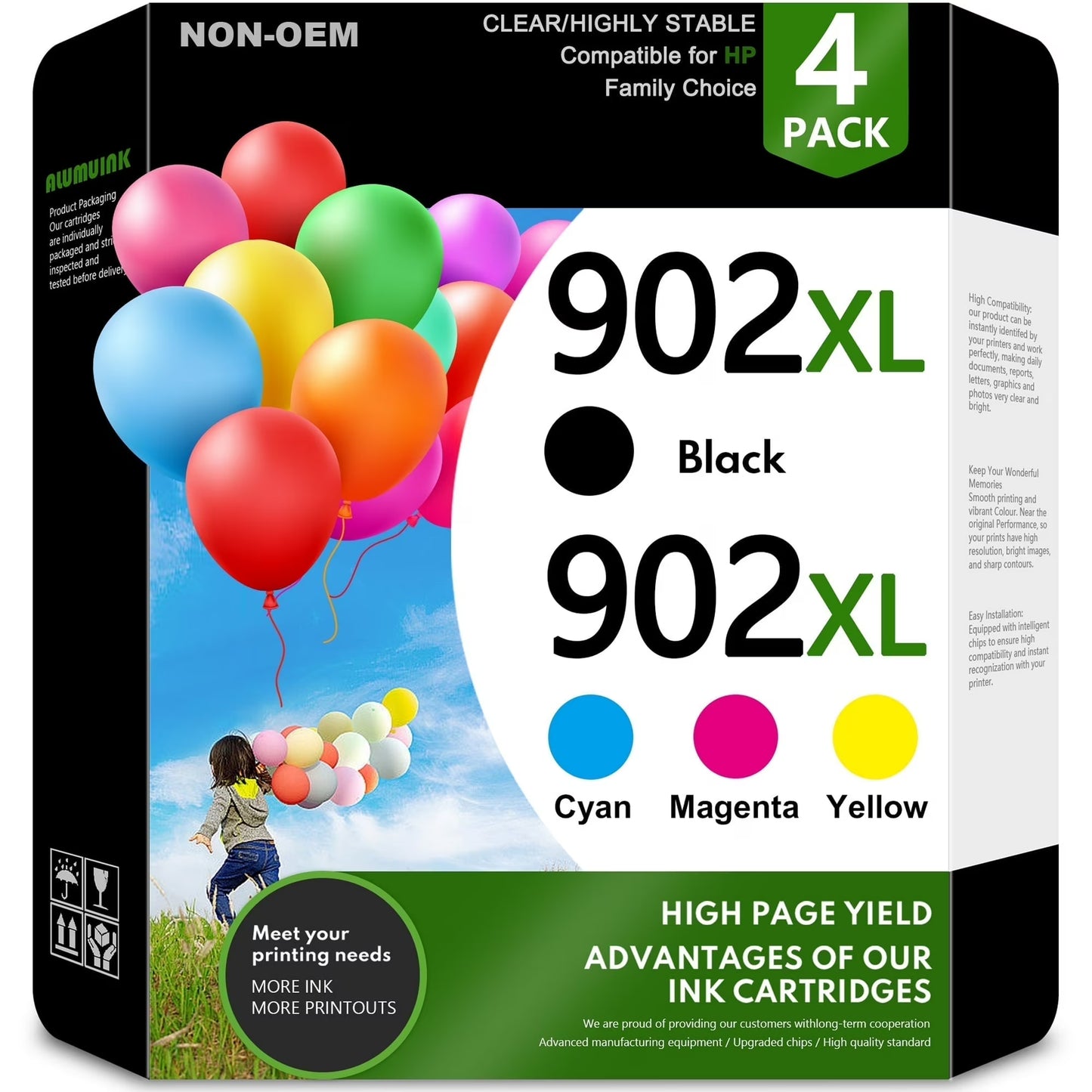 902 XL Ink Cartridges Compatible for HP 902 Ink Cartridge Combo 4-Pack OfficeJet Pro 6960