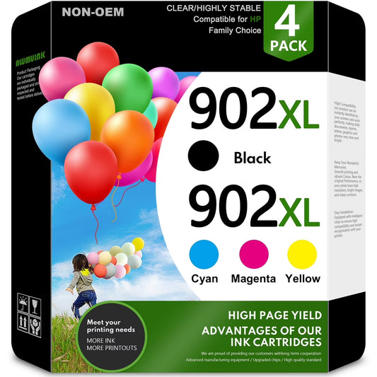 902 XL Ink Cartridges Compatible for HP 902 Ink Cartridge Combo 4-Pack OfficeJet Pro 6960
