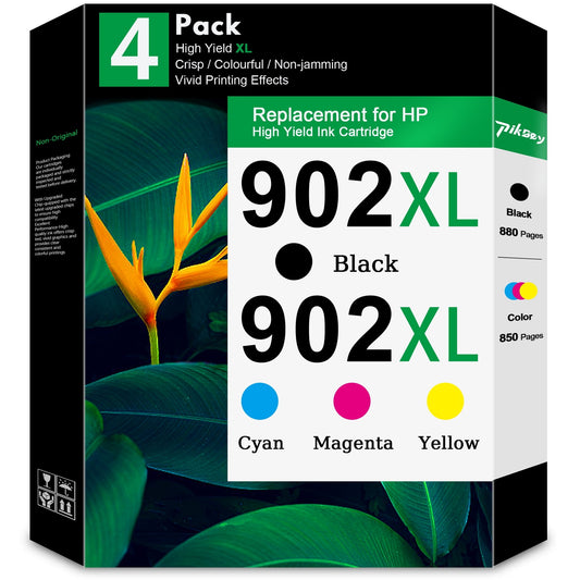 902XL Ink Cartridges Compatible for HP 902 Ink for Officejet Pro 6978 6968 Officejet 6962 Printers (4-Pack, 1 Black+1 Cyan+1 Magenta+1 Yellow)
