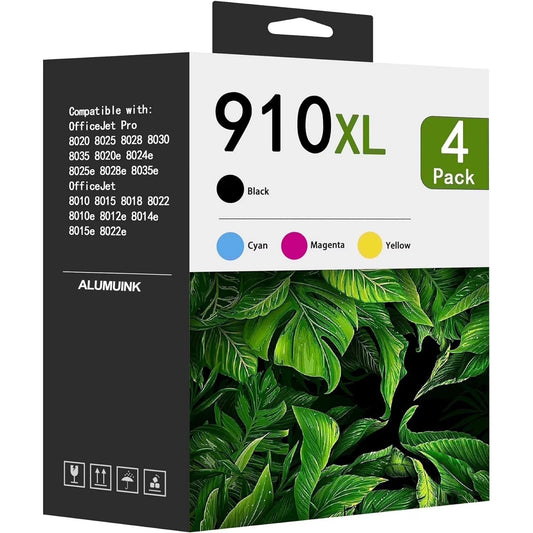 910XL 910 XL Ink Cartridges 910XL Ink Combo Pack Compatible for HP 910 Ink Cartridge for HP OfficeJet 8022e 8020 Pro 8015e 8028e Printers (4 Pack)