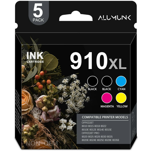 910XL Ink Cartridge Compatible for HP 910 XL 910 Ink Cartridges for OfficeJet 8015 8022e 8028e Printer(5 Pack)