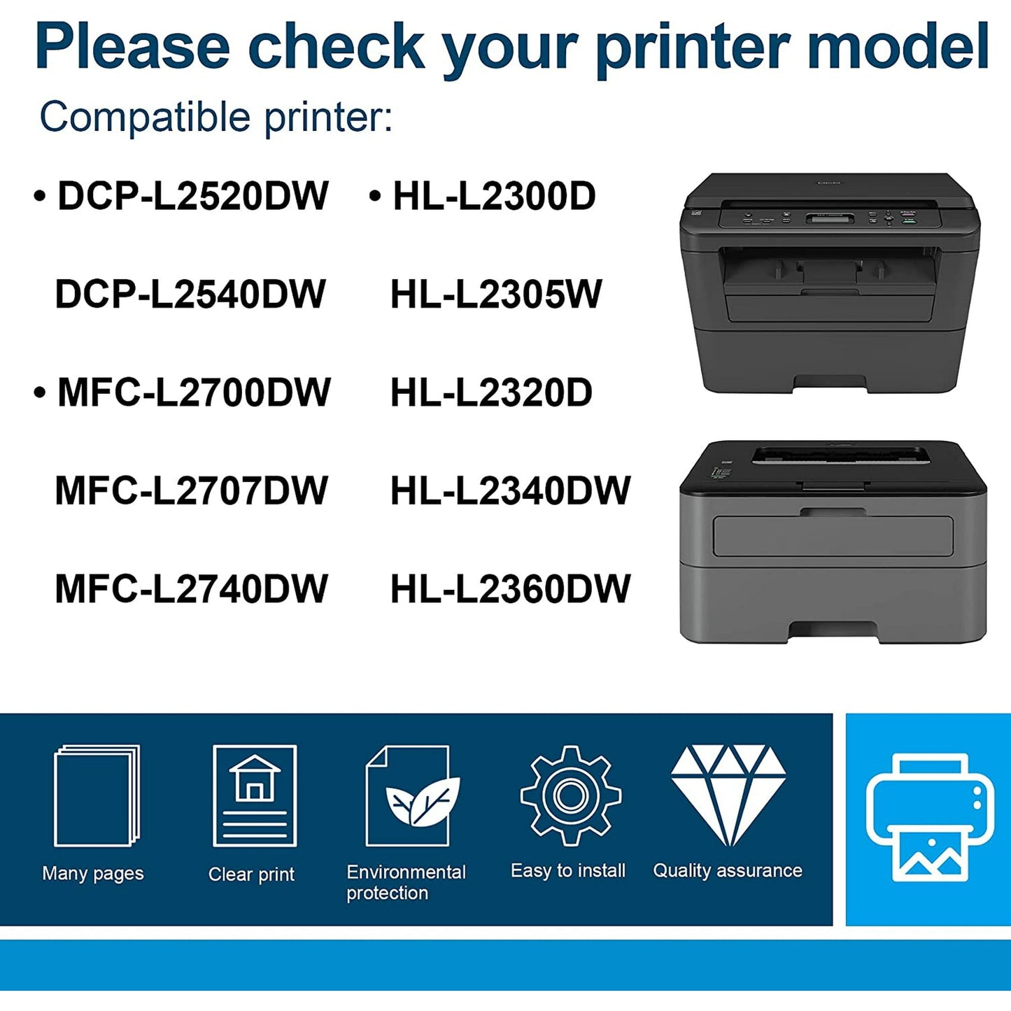 2-Pack Black High Yield TN-660 TN660 Toner Cartridge Compatible Replacement for HL-L2315DW L2340DW L2660DW L2380DW MFC-L2705DW L2707DW DCP-L2520DW Printer, Page Yield Up to 6,000 Pages