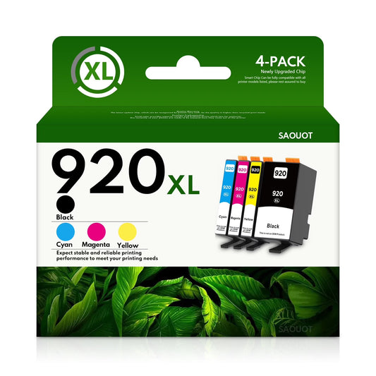 920 Ink Compatible for HP 920XL Ink Cartridge for OfficeJet 6500 Printer (Black Cyan Magenta Yellow）