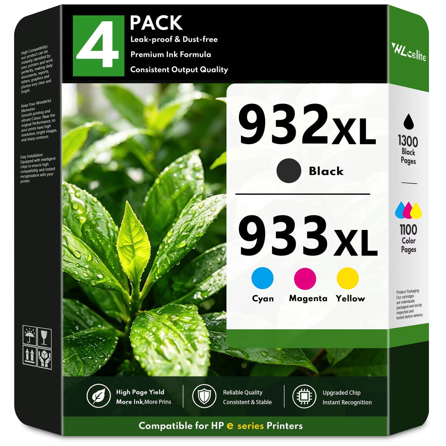 932XL 933XL Ink Cartridges Compatible for HP932XL HP933XL Ink Cartridge Combo Pack for Officejet 7110 7510 6700 6100 6600 Printers (4 Pack)