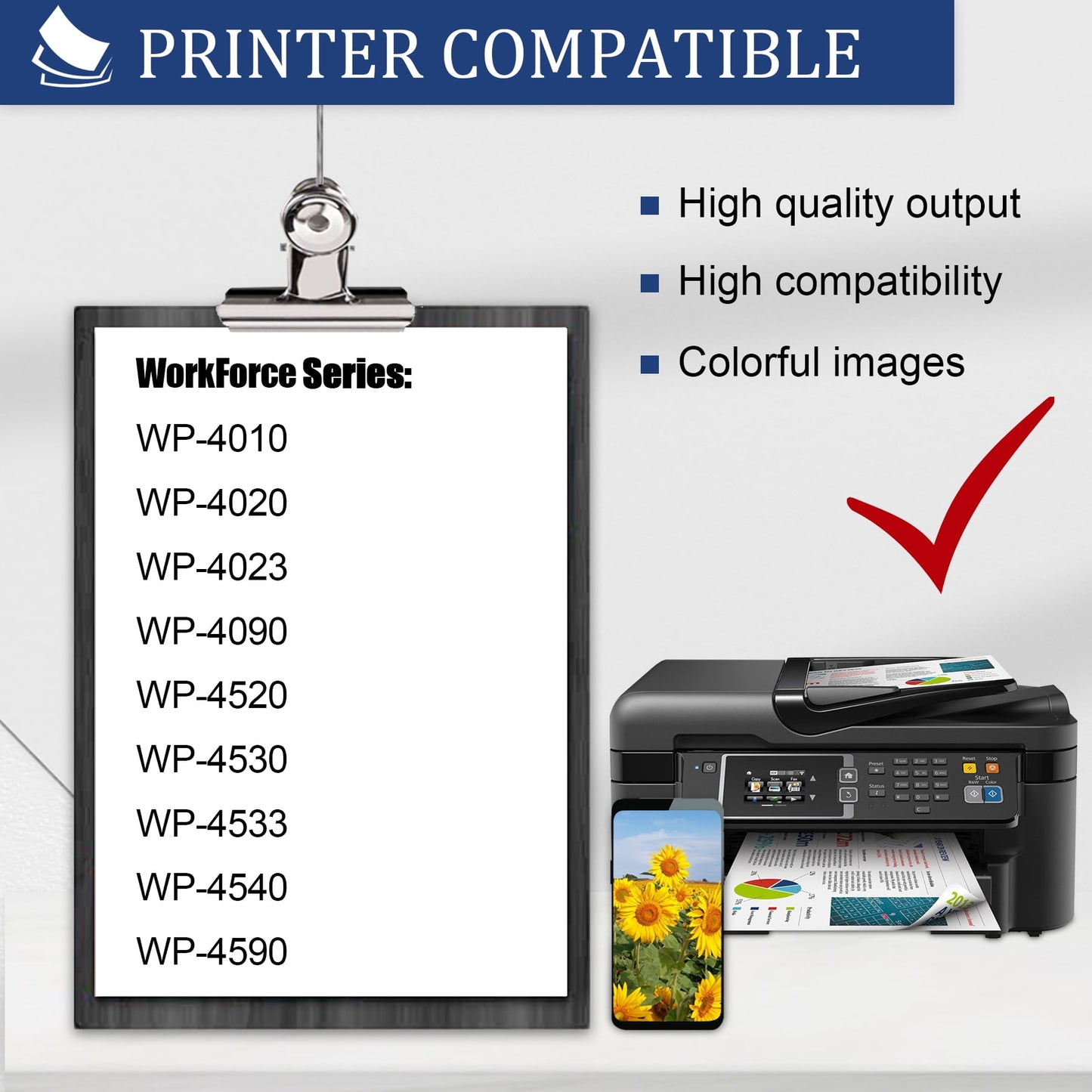 676XL T676XL Ink Cartridge 4-Pack Replacement for Epson 676XL Ink Cartridges for Epson WorkForce Pro WP-4010, WP-4020, WP-4023, WP-4090, WP-4520, WP-4530, WP-4533, WP-4540, WP-4590 Printer