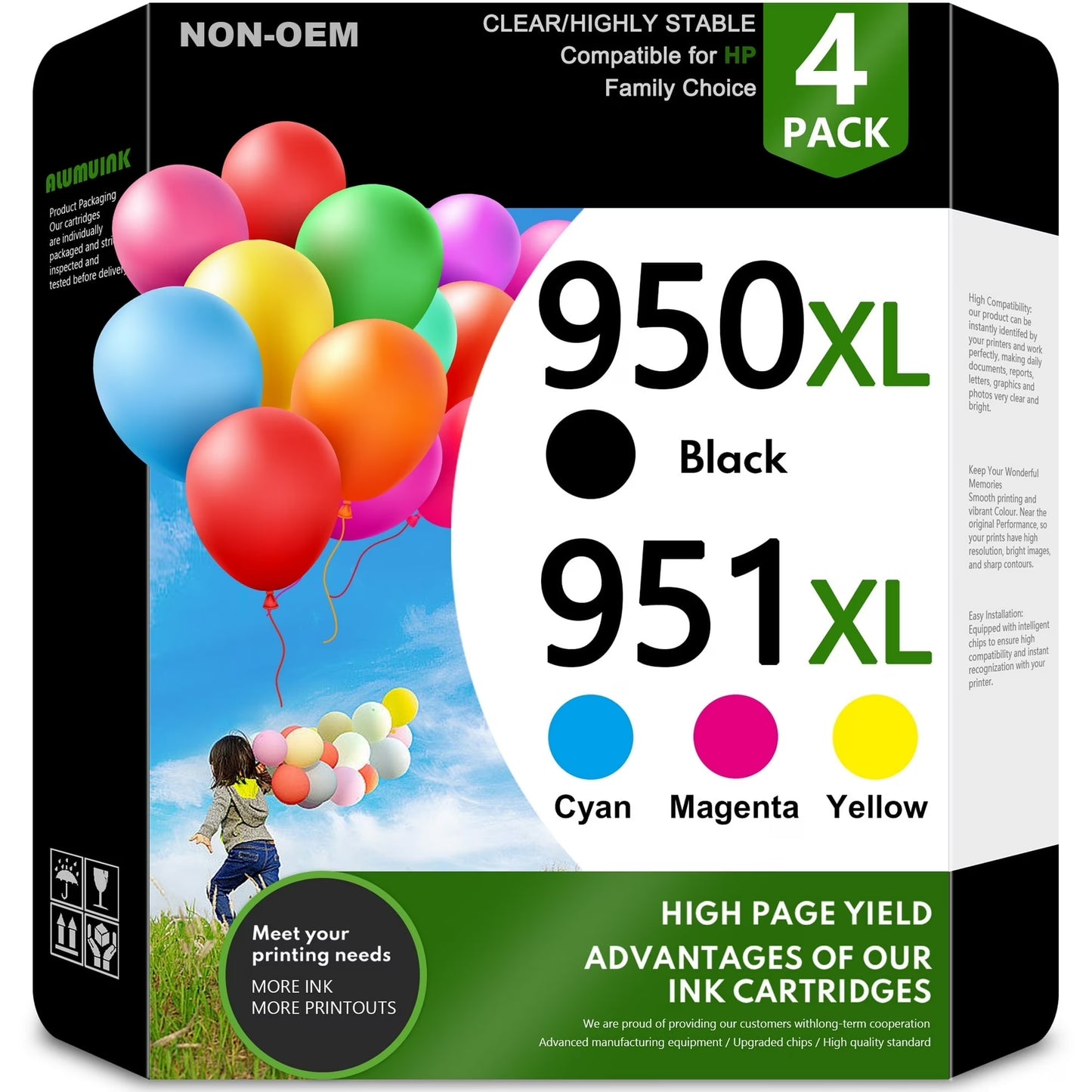 950XL and 951XL Ink Cartridges Compatible for HP 951 Ink 950 Ink Cartridges OfficeJet Pro 8600 8610 251dw Printer