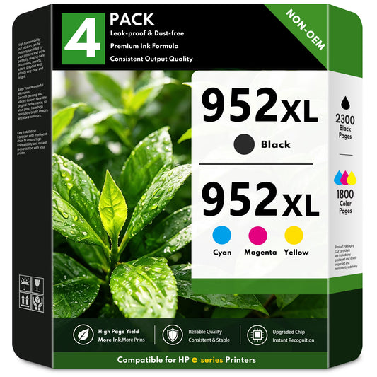952 XL Ink Cartridges Compatible for HP952XL Ink Cartridges Combo Pack 952 Ink for OfficeJet Pro 7740 8710 8210 8740 8730 Series (4 Pack)