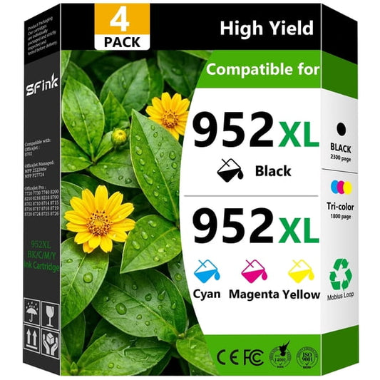 952 XL 952XL Ink Cartridges Combo Pack 4 Pack Compatible for HP 952XL Ink Cartridges for OfficeJet 8702 OfficeJet Pro 7720 7740 8210 8710 Printers