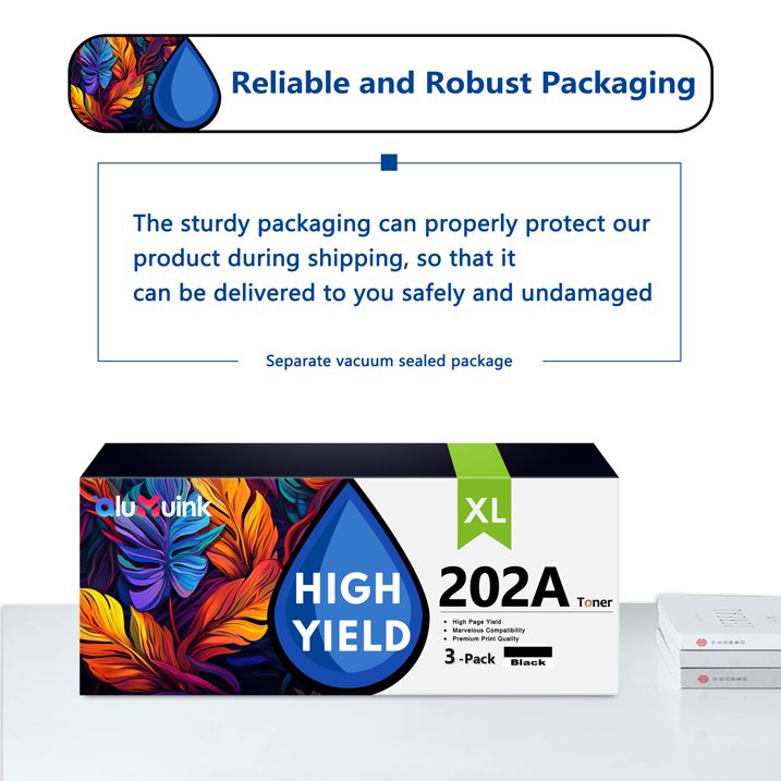 202A Toner Cartridge 3 Pack Compatible for HP 202A CF500A Black Toner Cartridges for Color Laser Pro M254, Color Laser Pro MFP M281 Series Printers