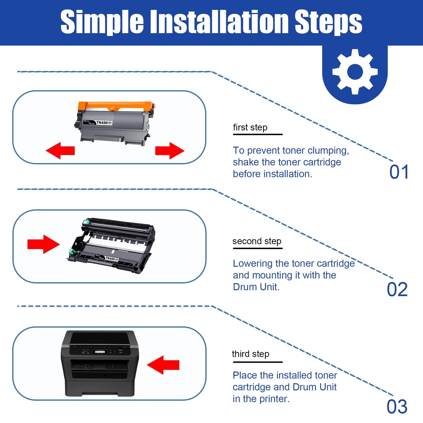 TN450 High Yield Toner-Cartridge 1-Black Replacement for TN450 Brother IntelliFax-2940 Printer