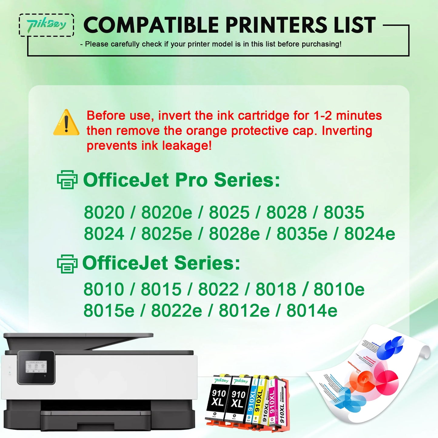 910 XL Ink Cartridges Combo Pack (5 Pack) - Compatible for HP 910XL Ink Cartridges for Officejet 8022e 8015e Pro 8020 8020e 8025e Printers