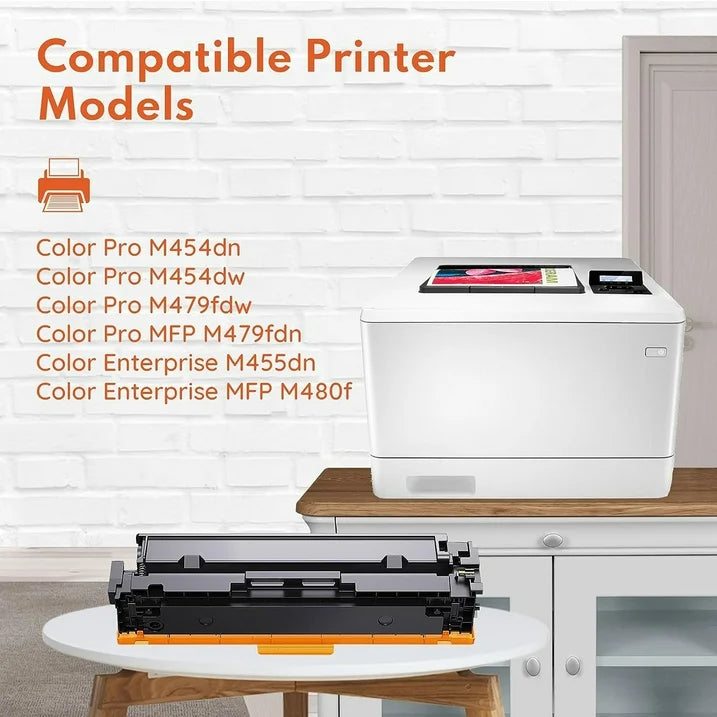 414A Toner Cartridge 5-Pack (with Chip) Compatible for HP 414A Color Pro MFP M479fdw, MFP M454dw M479fdn, MFP M454dn M480f - W2020A (BK/C/M/Y)