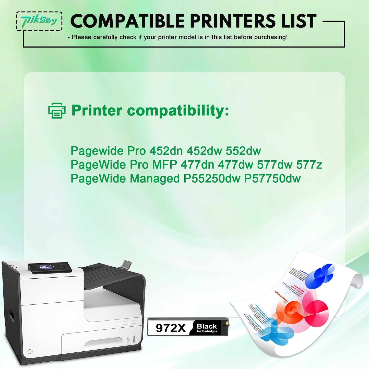 972X Ink Cartridges 1-Pack Black Compatible for HP972 Ink Cartridge for Pagewide Pro 477dw 577dw 477dn 452dn 552dn 552dw P55250dw Printers