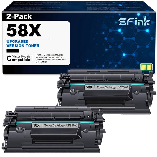 CF258X 58X Toner Cartridge Black Compatible for HP 58X CF258X 58A CF258A Toner Cartridge for HP Laserjet Pro M404n M404dn MFP M428fdw M428fdn M428dw Printer Ink 2 Pack