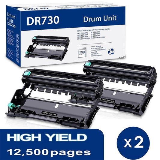 DR730 DR 730 Drum Unit 2-Pack Black (NO Toner) Compatible for Brother DR730 DR 730 Drum Unit MFC-L2710DW HL-L2370DWXL DCP-L2550DW Printer