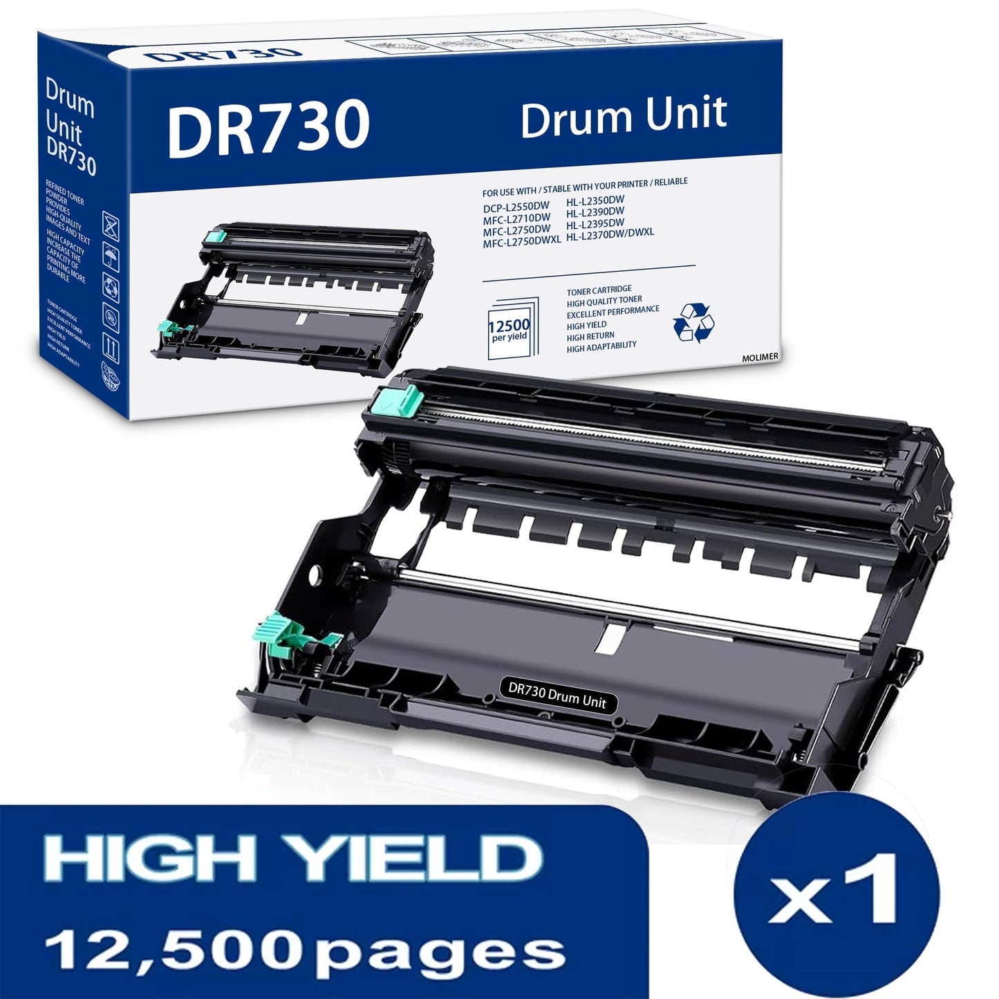 DR730 DR 730 Drum Unit Yields up to 12,500 Pages Replacement for Brother DR 730 DR730 DR-730 Drum Unit for HL-L2395DW MFC-L2710DW Printer 1 Pack
