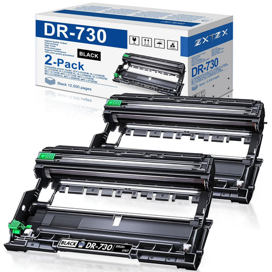 DR730 Drum Unit Compatible for Brother DR-730 DR730 HL-L2370DW HL-L2390DW DCP-L2550DW HL-L2350DW (Black, 2-Pack)