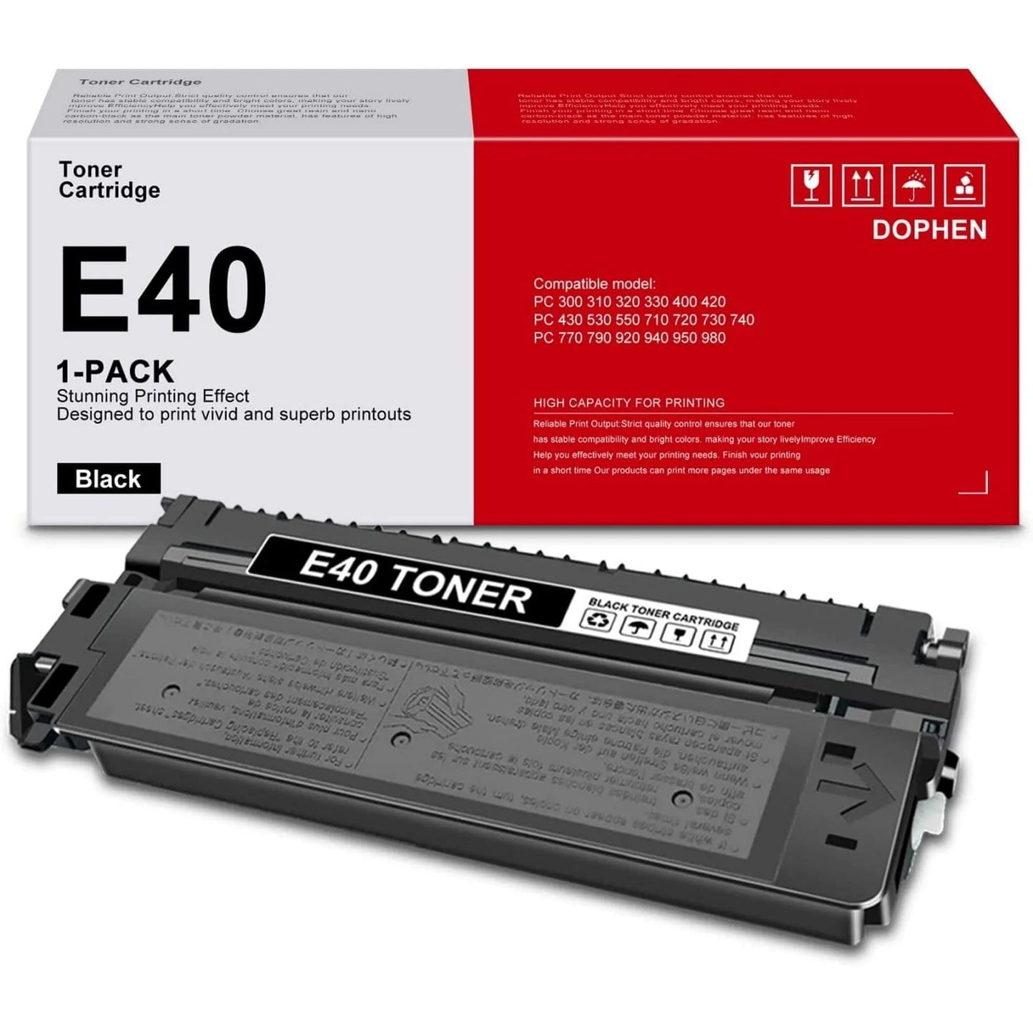 E40 Black Toner Cartridge (1491A002AA): E40 Toner Replacement for Canon PC 300 310 320 330 400 420 430 530 550 710 720 730 740 770 790 920 940 950 980 Printer,E40 Ink