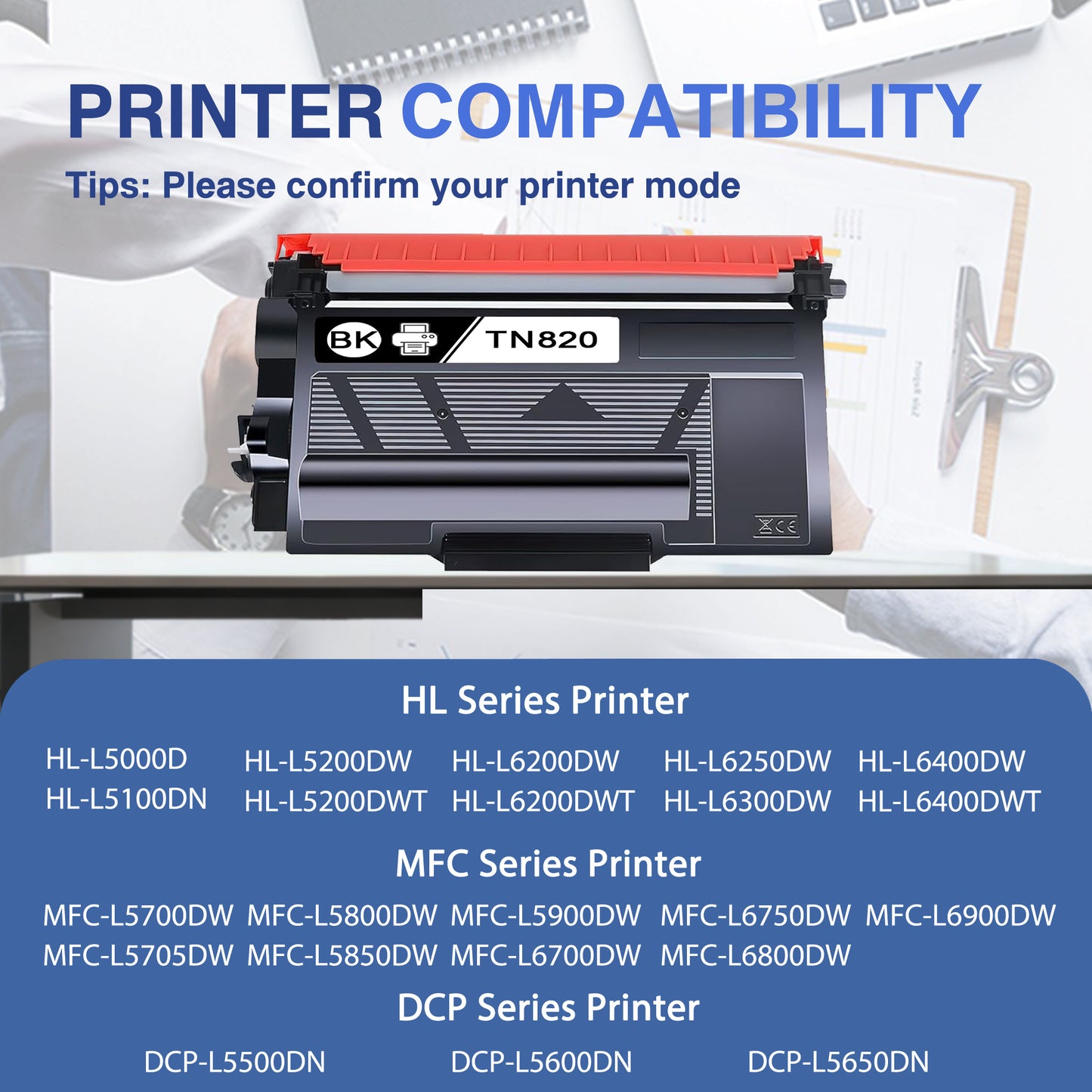 TN820 Toner Cartridge ZXTZX Compatibles for Brother TN-820 Compatibles for HL-L2465DW MFC-L2760DW Series Printers 4 Black Pack