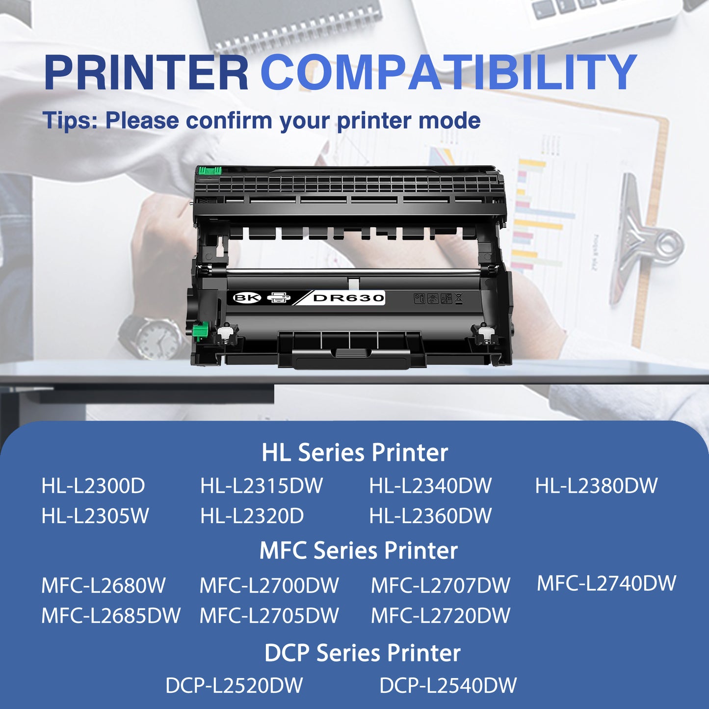 DR630 Drum Unit 2 Pack Black ZXTZX Compatible for Brother for HL-L2340DW MFC-L2740DW Series Printers