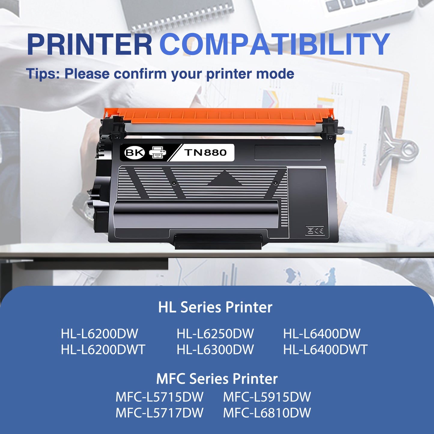 TN880 Toner Cartridge ZXTZX Compatibles for Brother TN-880 ZXTZX Compatibles for HL-L6400DWT MFC-L6700DW Series Printers 1 Pack Black
