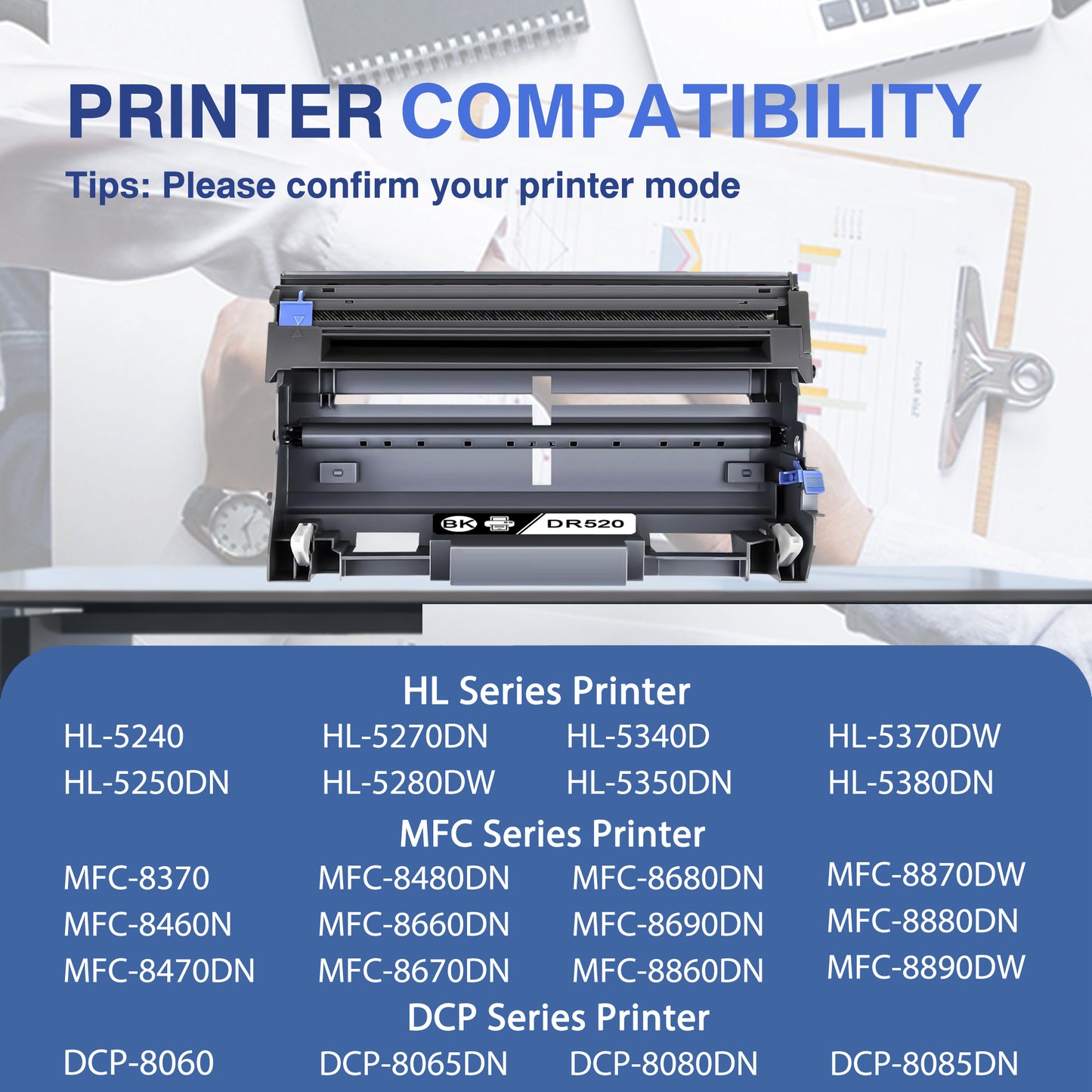 DR520  Drum Unit Black ZXTZX  Compatible for Brother  for HL-5250DN MFC-8690DW MFC-8890DW Series Printers 1 Pack Black
