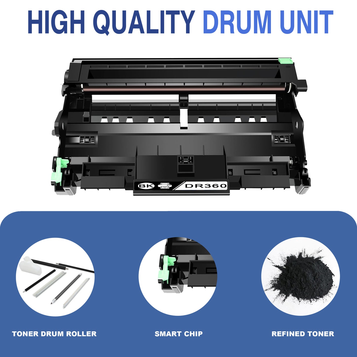 DR360 ZXTZX Drum Unit Compatible for Brother DR360 Drum for HL-2140 MFC-7040 MFC-7840W Series Printers 1 Pack Black