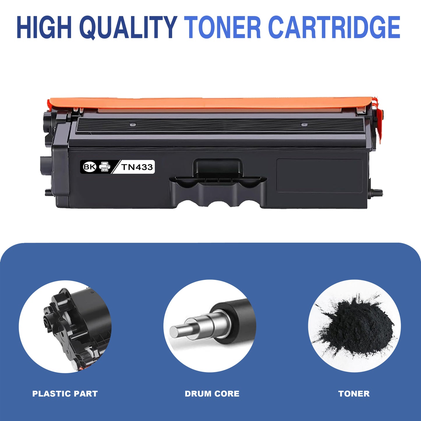 TN433 Toner Cartridges Black ZXTZX Compatibles for Brother TN433 Toner HL-L8360CDW MFC-L8610CDW Series Printers 1 Pack