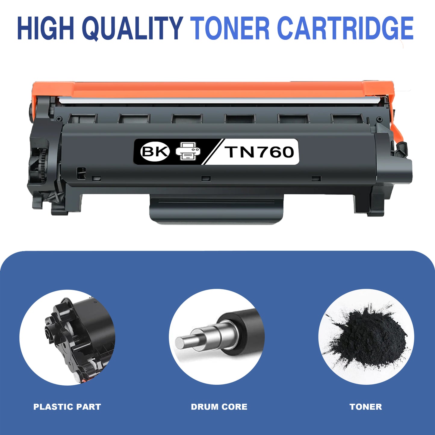 TN760 Black Toner Cartridge ZXTZX Compatible for Brother TN-760 TN730 1 Pack High with MFC-L2710DW HL-L2390DW Printers