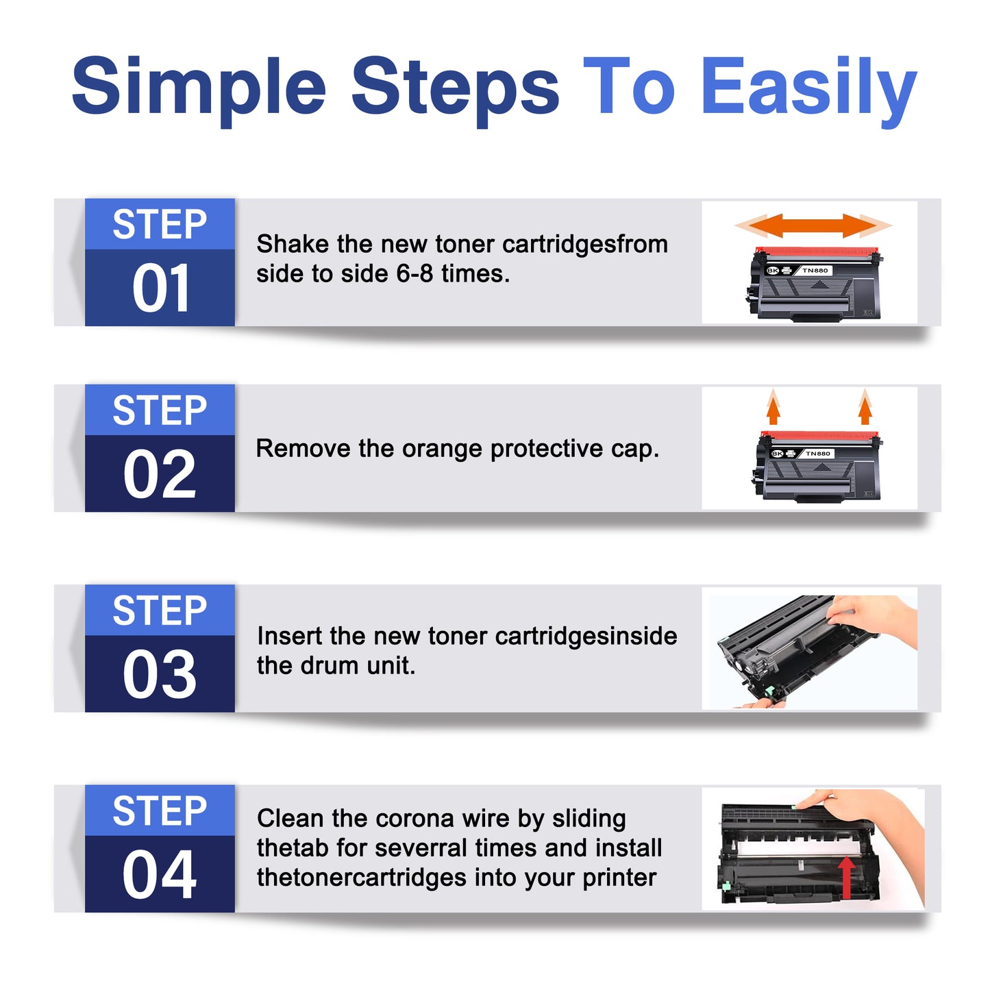 TN820 Toner Cartridge ZXTZX Compatibles for Brother TN-820 Compatibles for HL-L2465DW MFC-L2760DW Series Printers 4 Black Pack