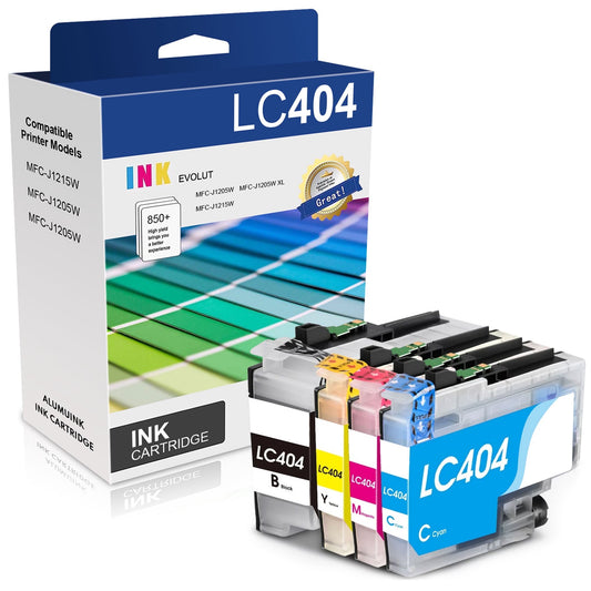 LC404 Ink Cartridges (High Yield,4 Pack) Compatible for Brother LC404 Ink MFC-J1205W J1215W Printer