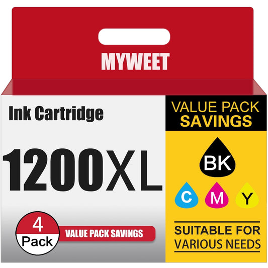 PGI-1200XL 1200 Ink Cartridges Value Pack Replacement for Canon PGI-1200XL 1200 Ink Cartridges for MAXIFY MB2720 MB2320 MB2020 MB2120 MB2350 Printer(4-PK, 1BK/1C/1M/1Y)
