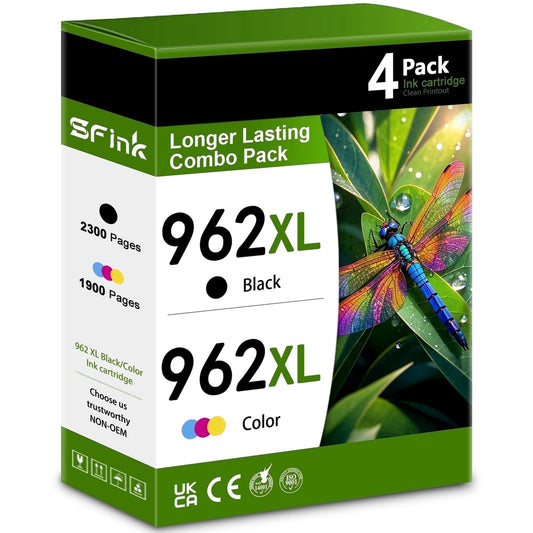 962XL Ink Cartridges Combo Pack Compatible for HP962XL 4 Pack Ink Cartridges for 962 XL Ink Cartridges Printer